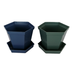 Plastic Hexagonal Pot with Saucer 7.5cm